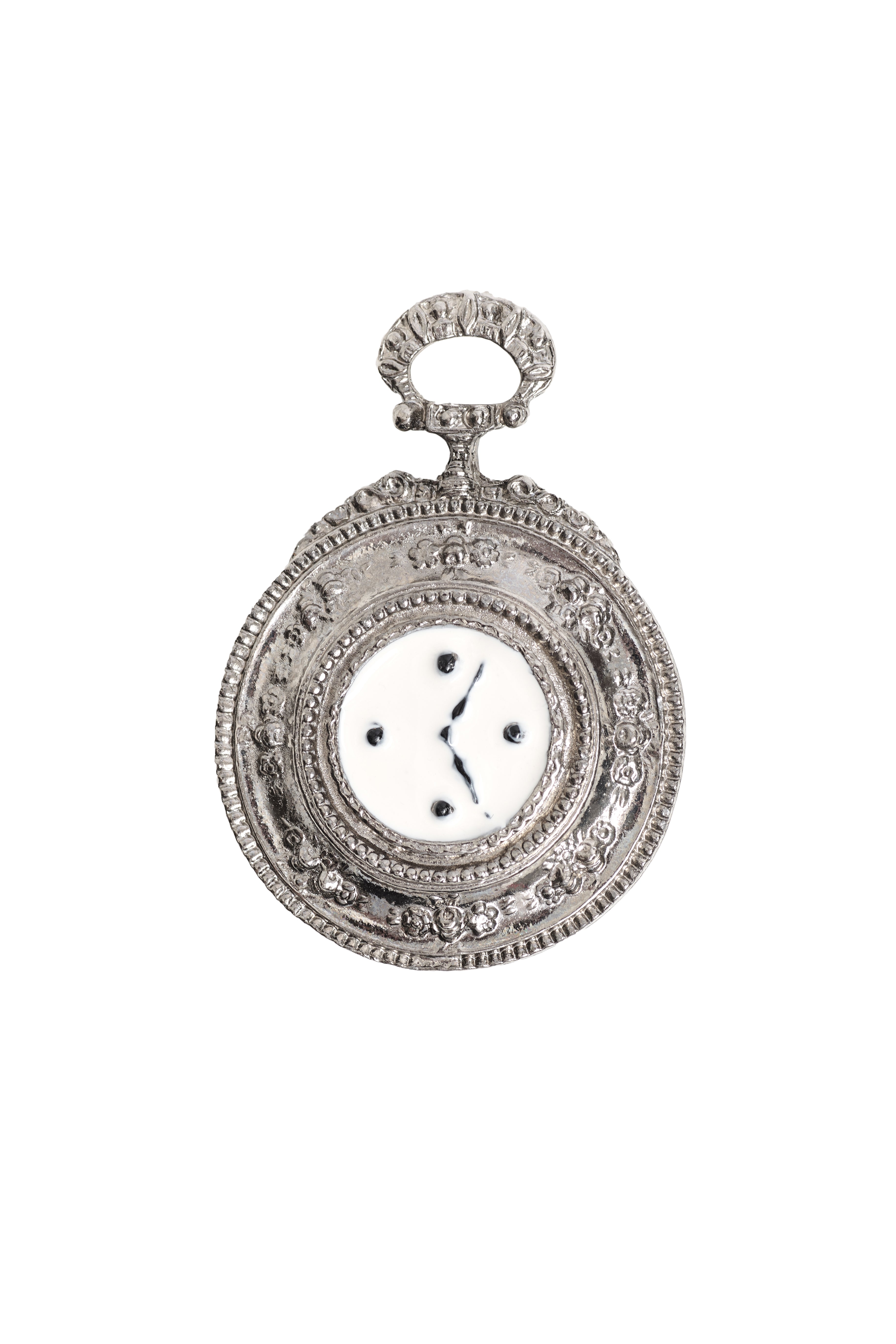 Silver Pocket Watch Motif Brooch