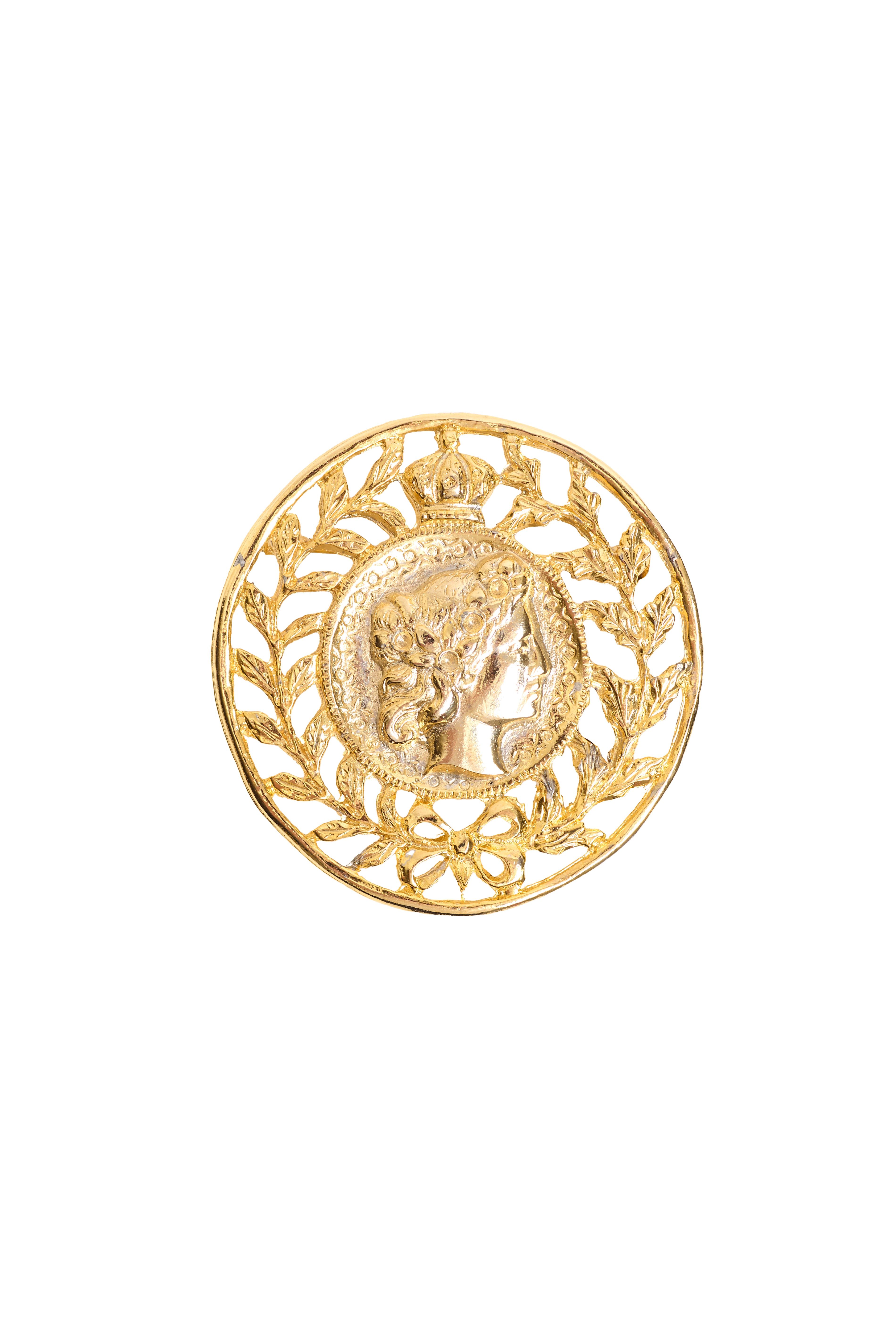 Gold Plated Laurel Cameo Brooch