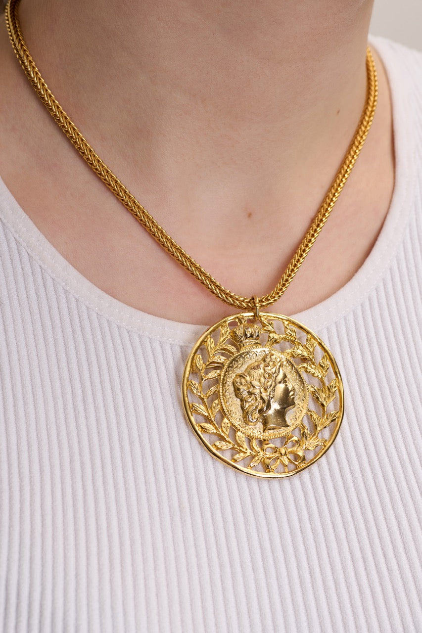 Laurel Coin Medallion Necklace