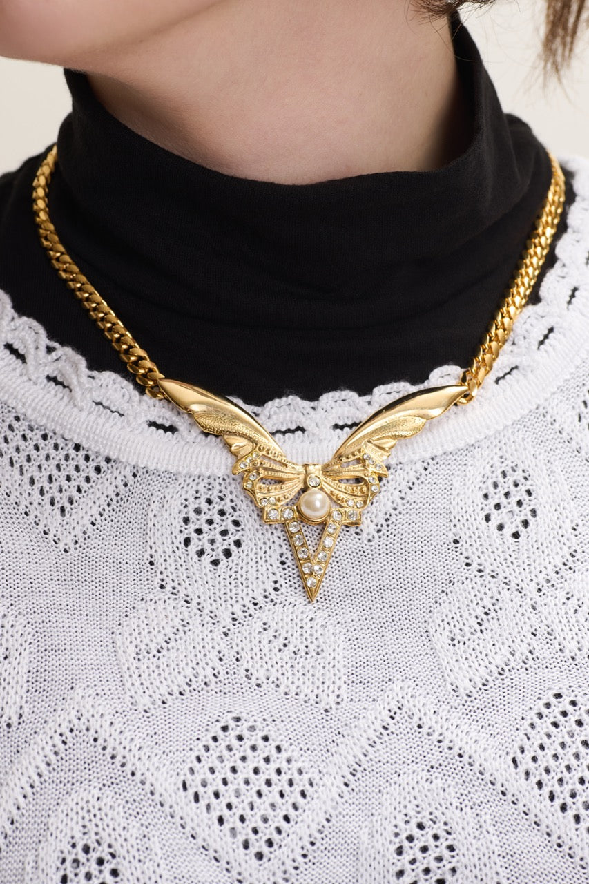 Winged Pearl Statement Necklace