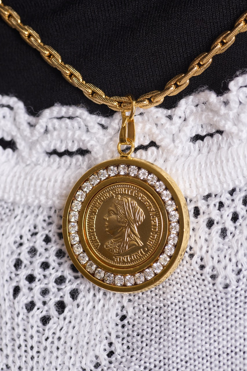 Crystal Halo Coin Necklace