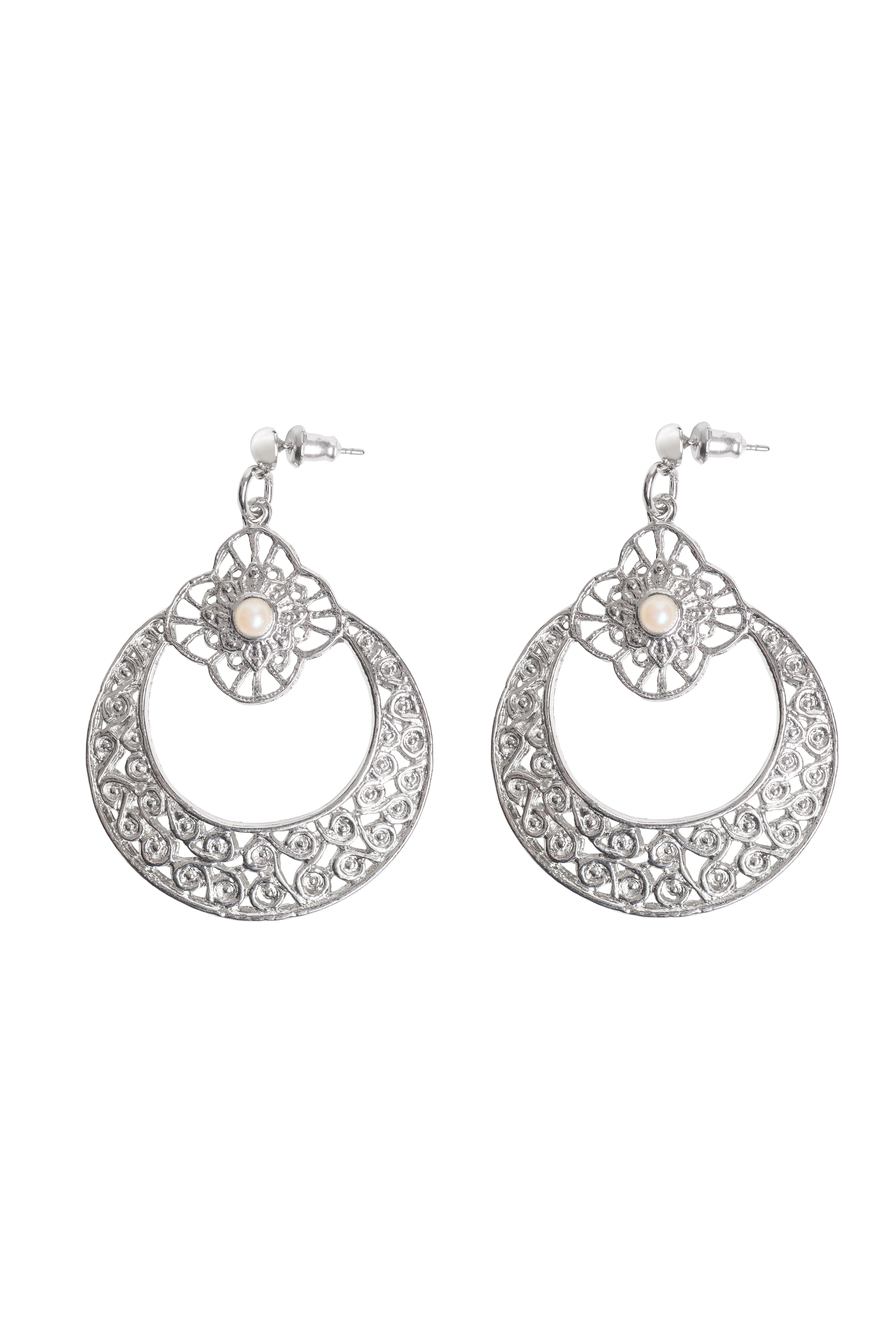 Pearl Filigree Hoop Earrings