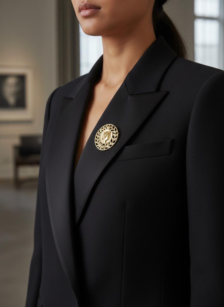 Gold Plated Laurel Cameo Brooch