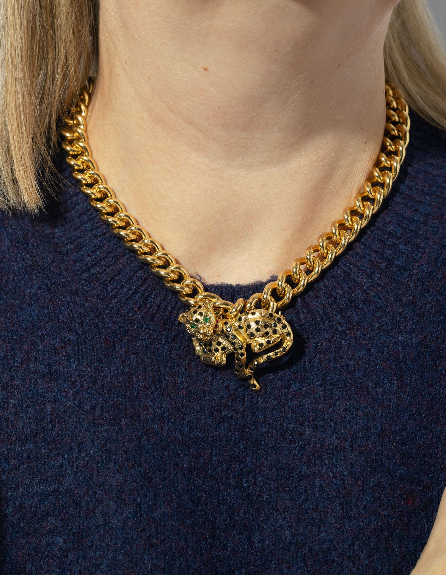 Gold Leopard Curb Necklace