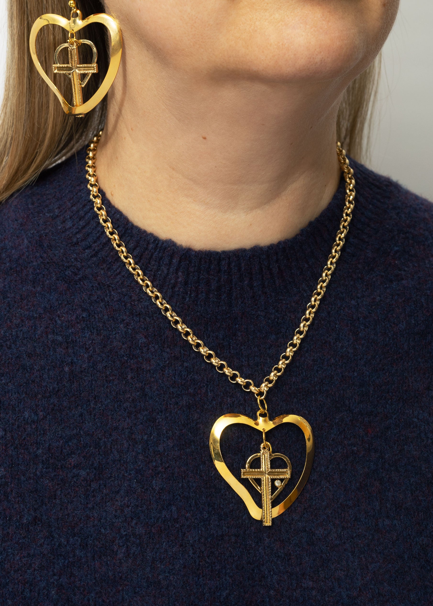 Gold Faith And Love Pendant Necklace