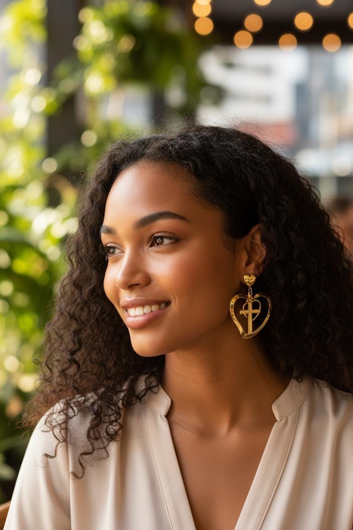 Gold Faith And Love Earrings