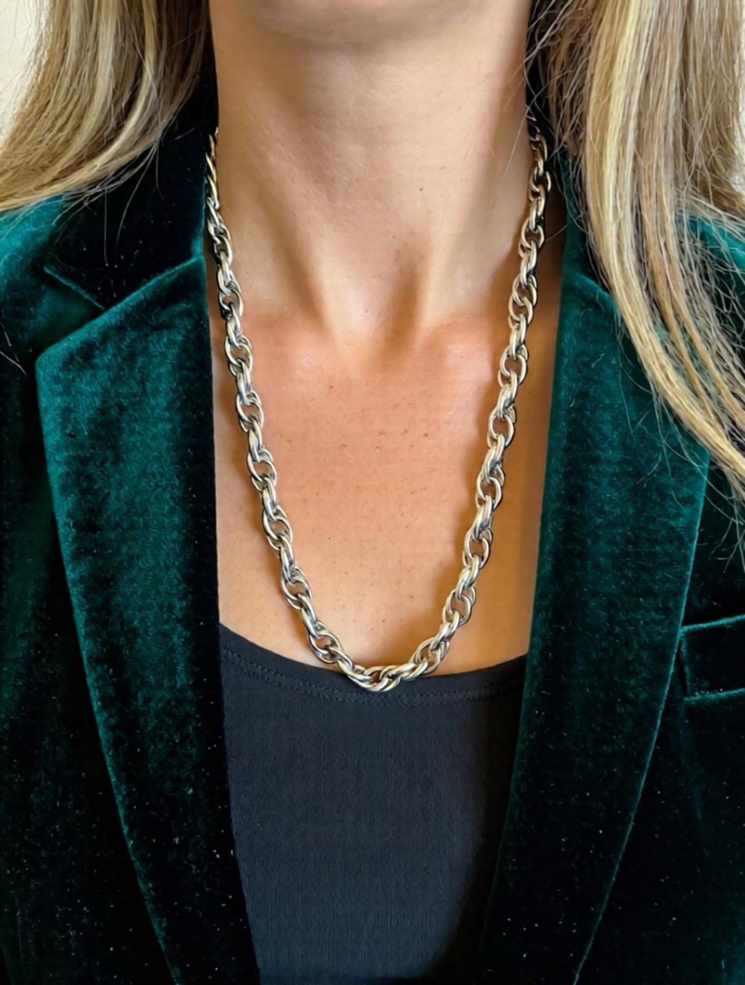 Silver Loop De Loop Chain Necklace Unisex