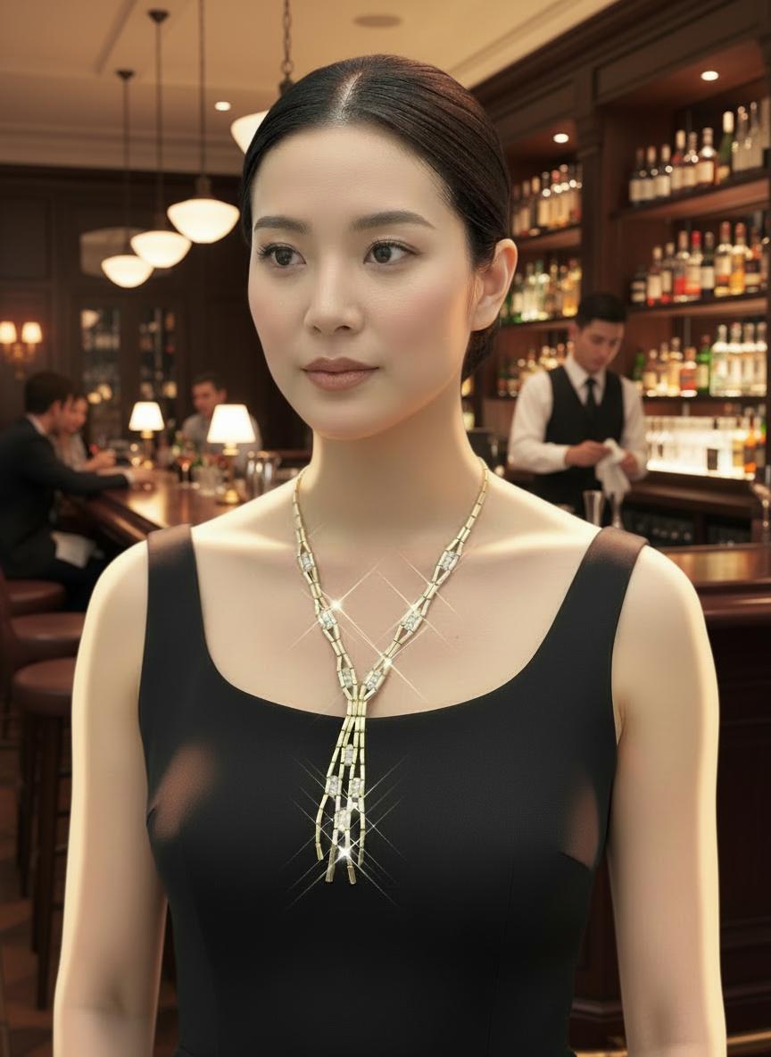 Crystal Bar Lariat Necklace