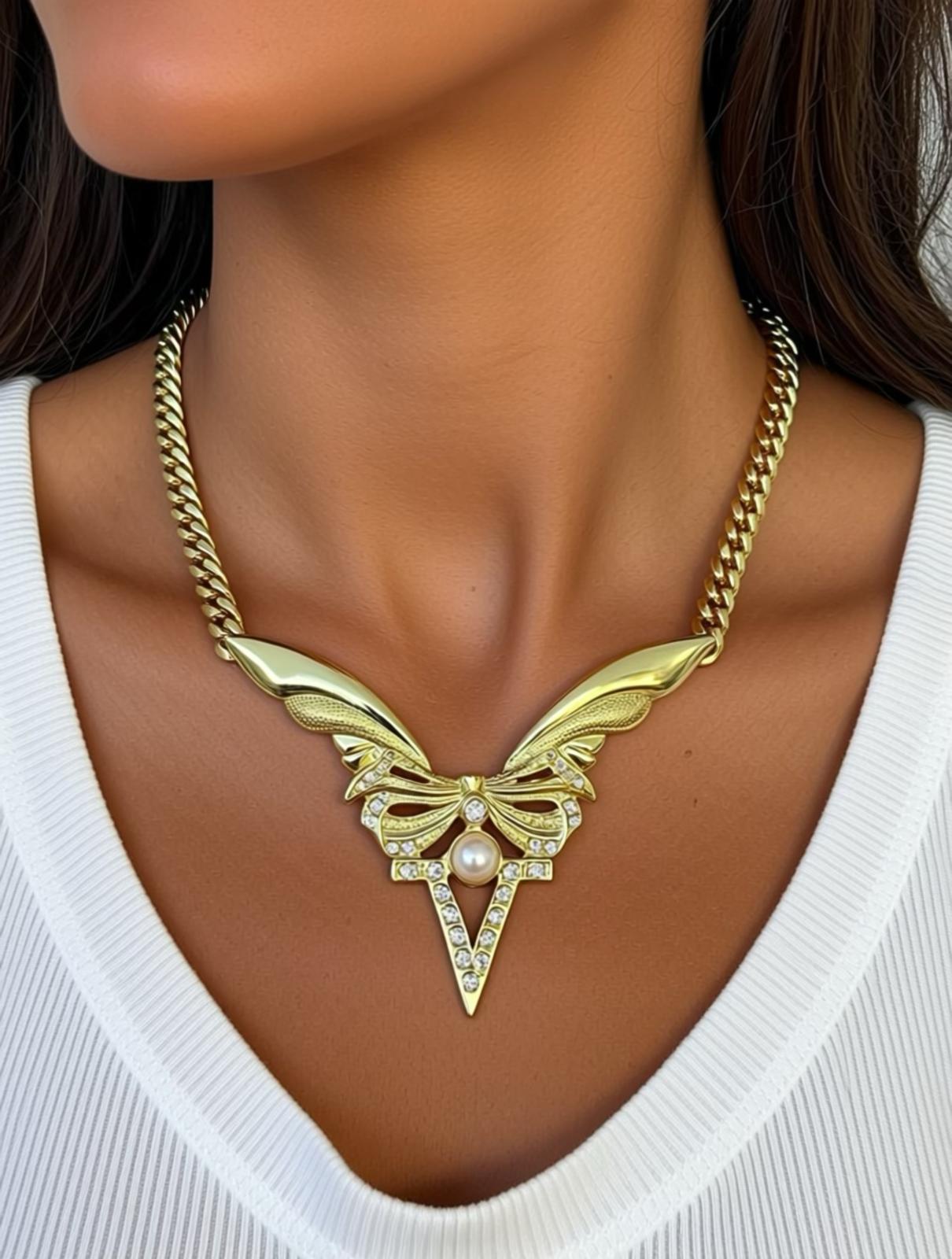 Winged Pearl Statement Necklace