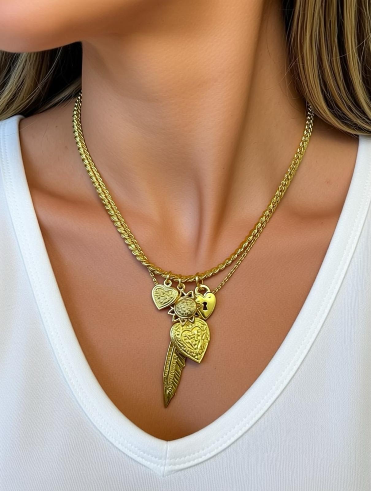 Layered Charm Rope Necklace