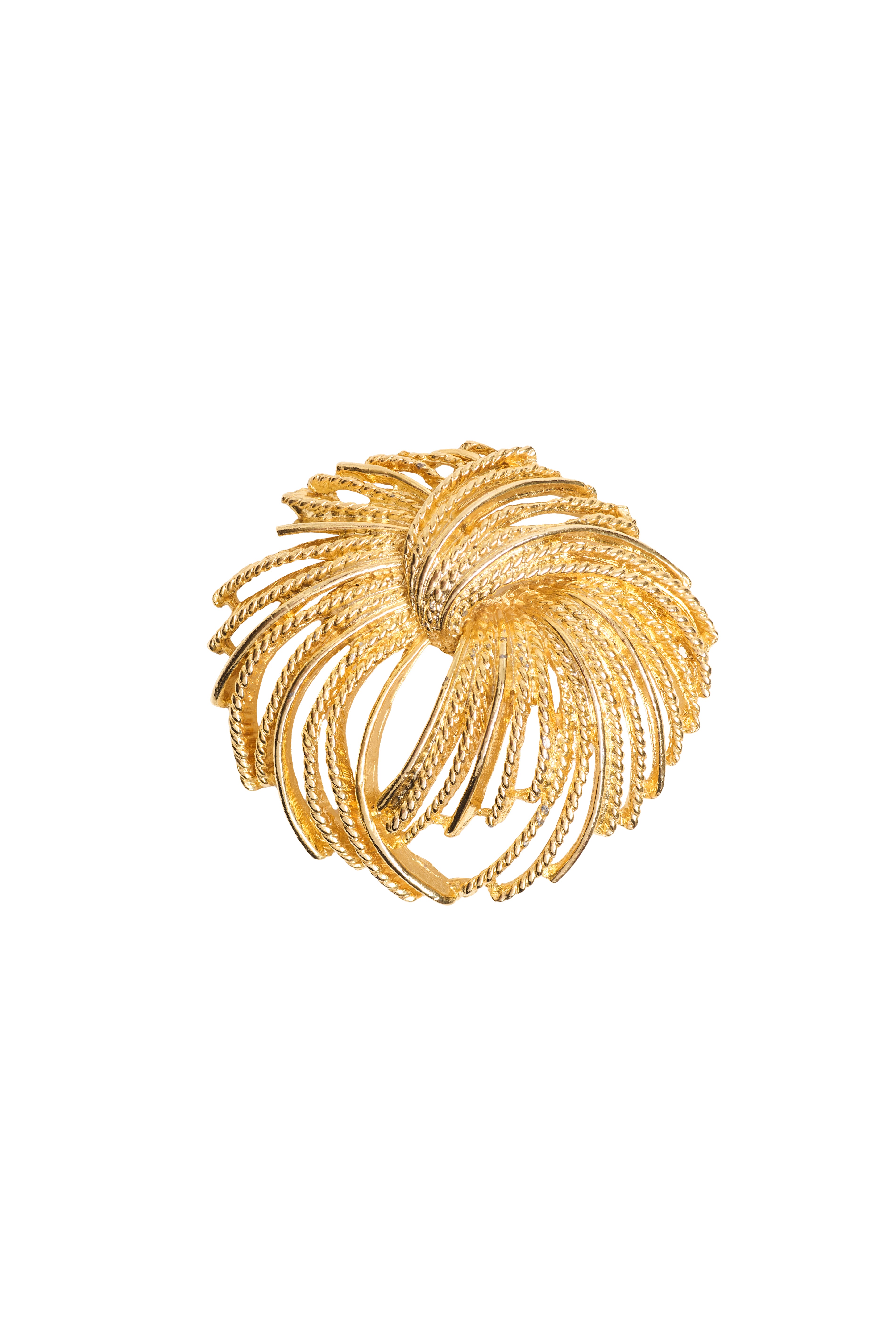 Gold Plated Textured Swirl Brooch
