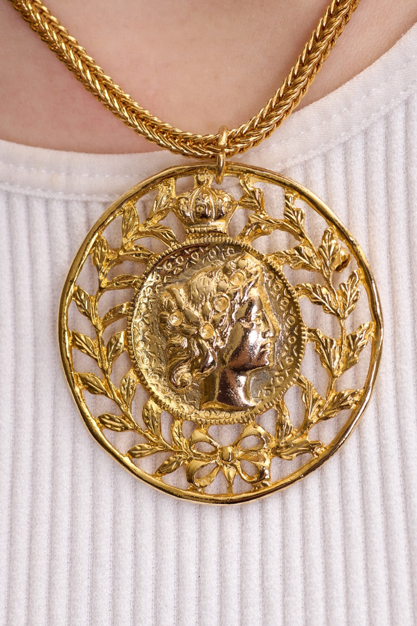 Laurel Coin Medallion Necklace