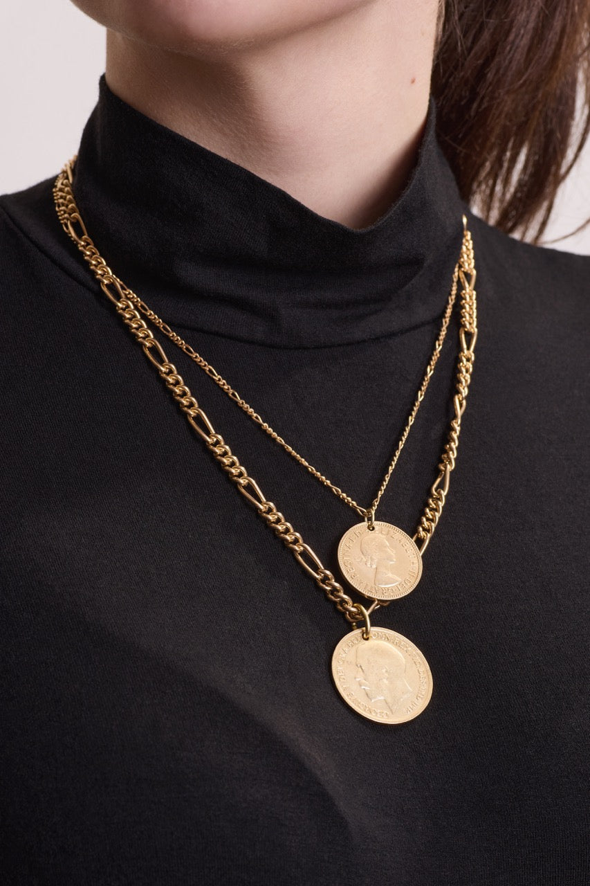 Double Coin Layered Necklace