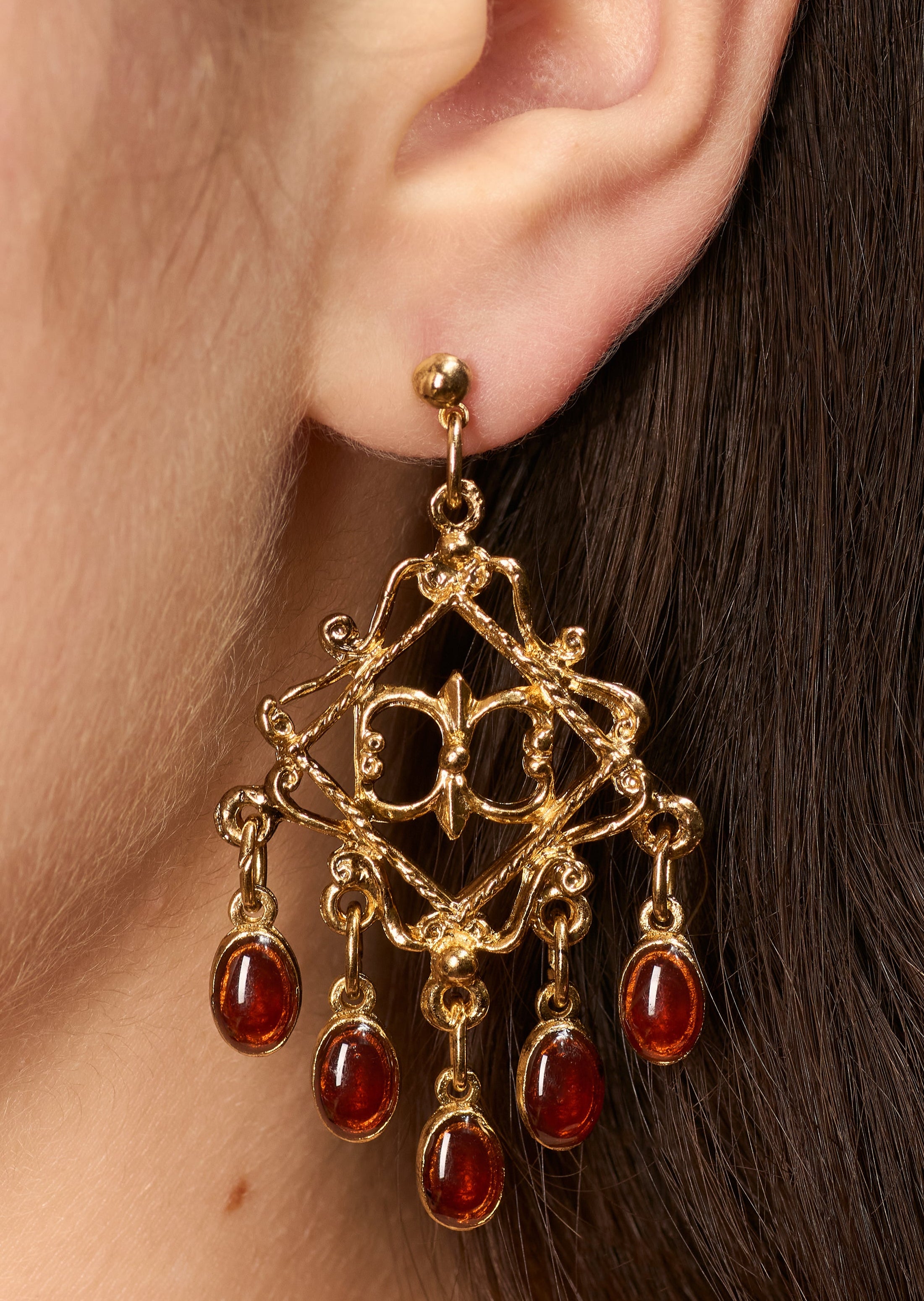 Festival brown stone earrings
