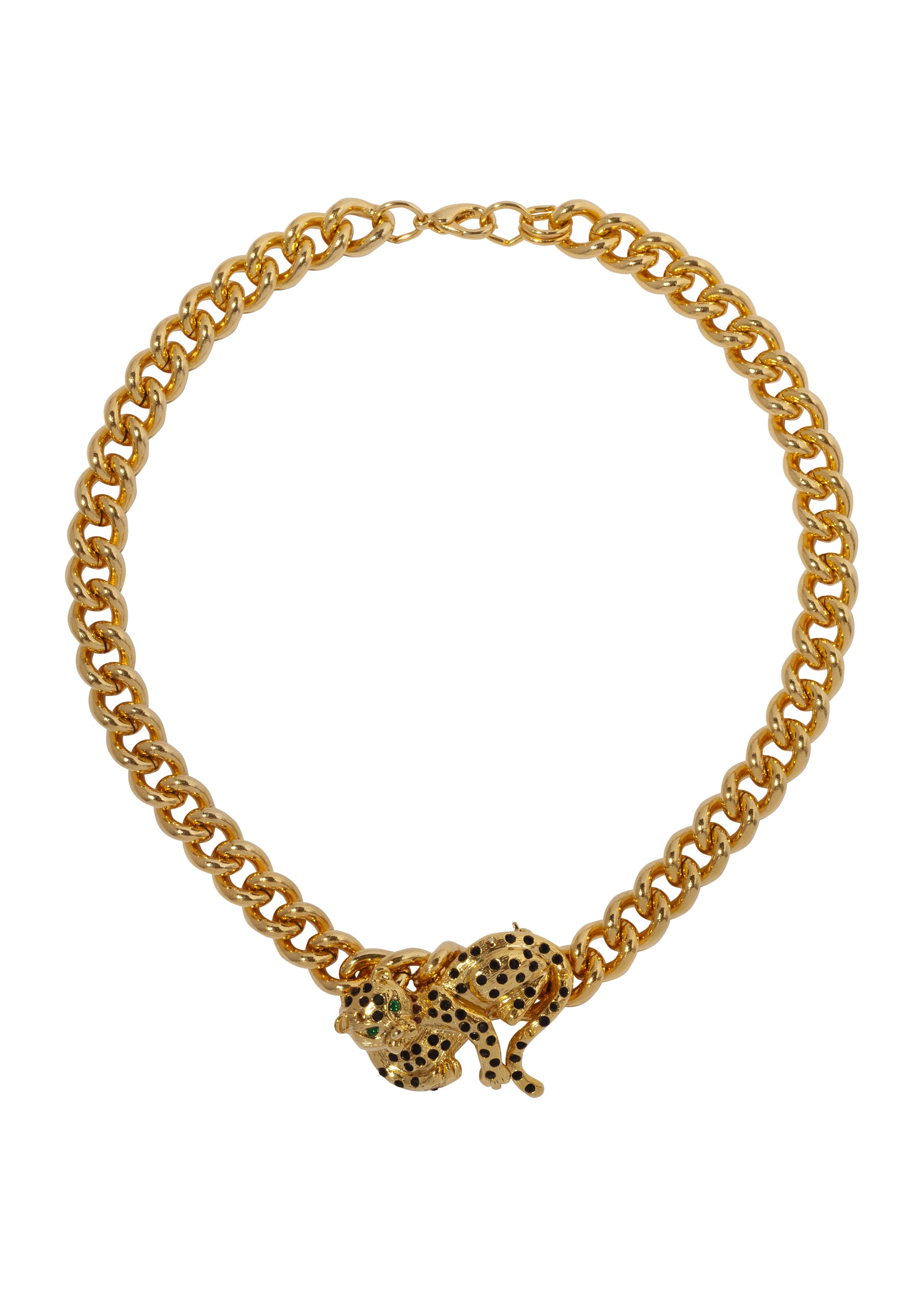 Gold Leopard Curb Necklace