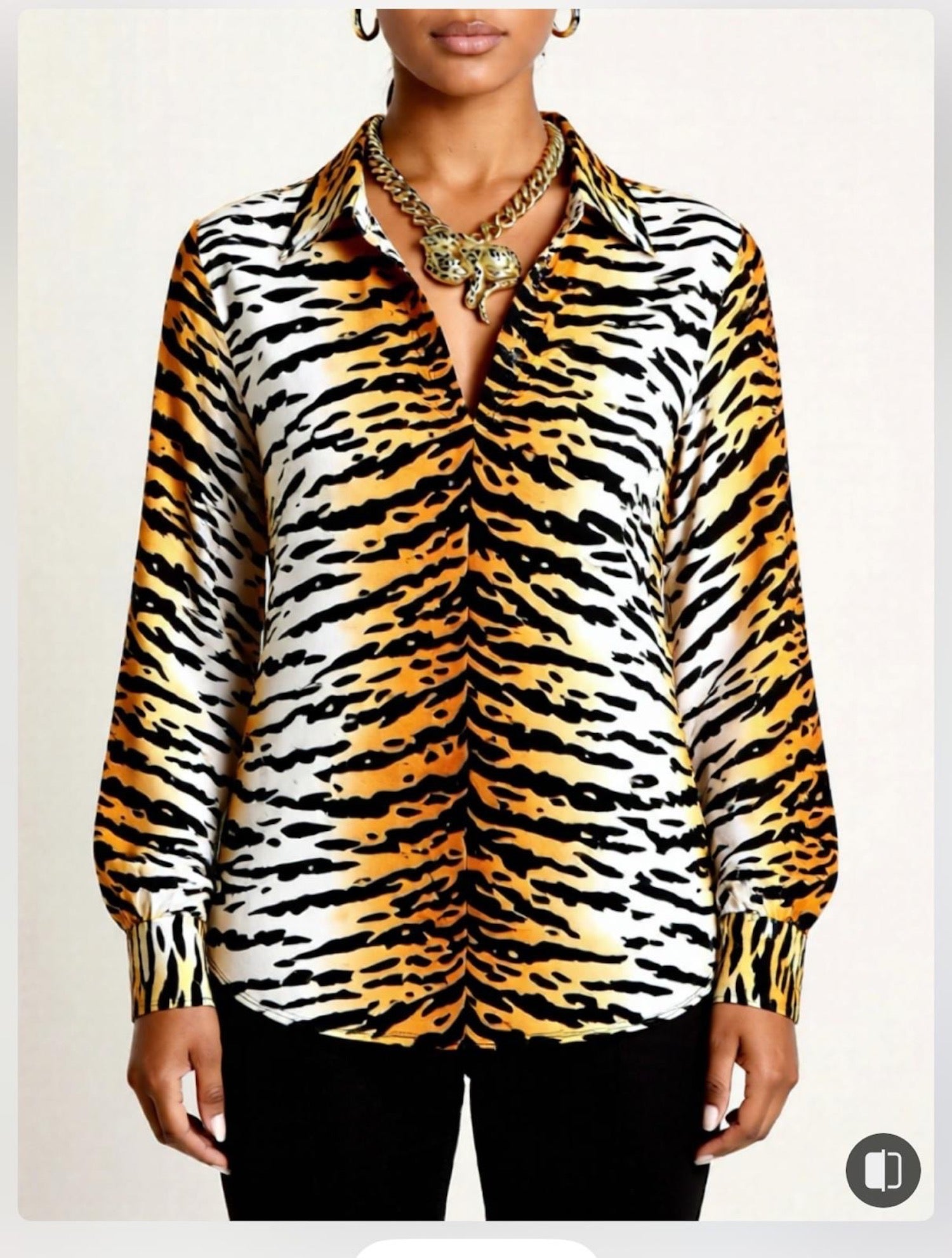 Gold Leopard Curb Necklace