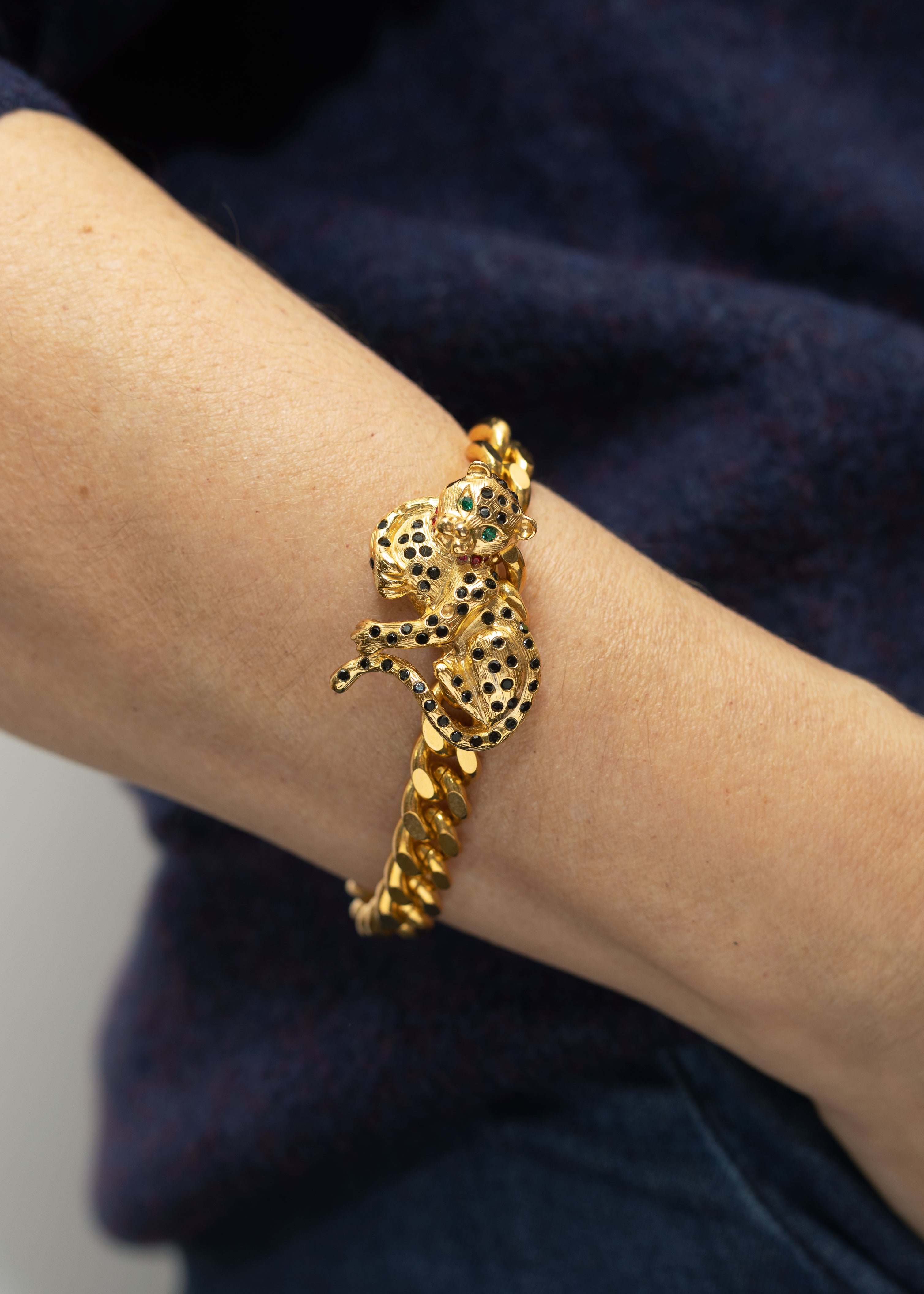 Gold Leopard Curb Bracelet