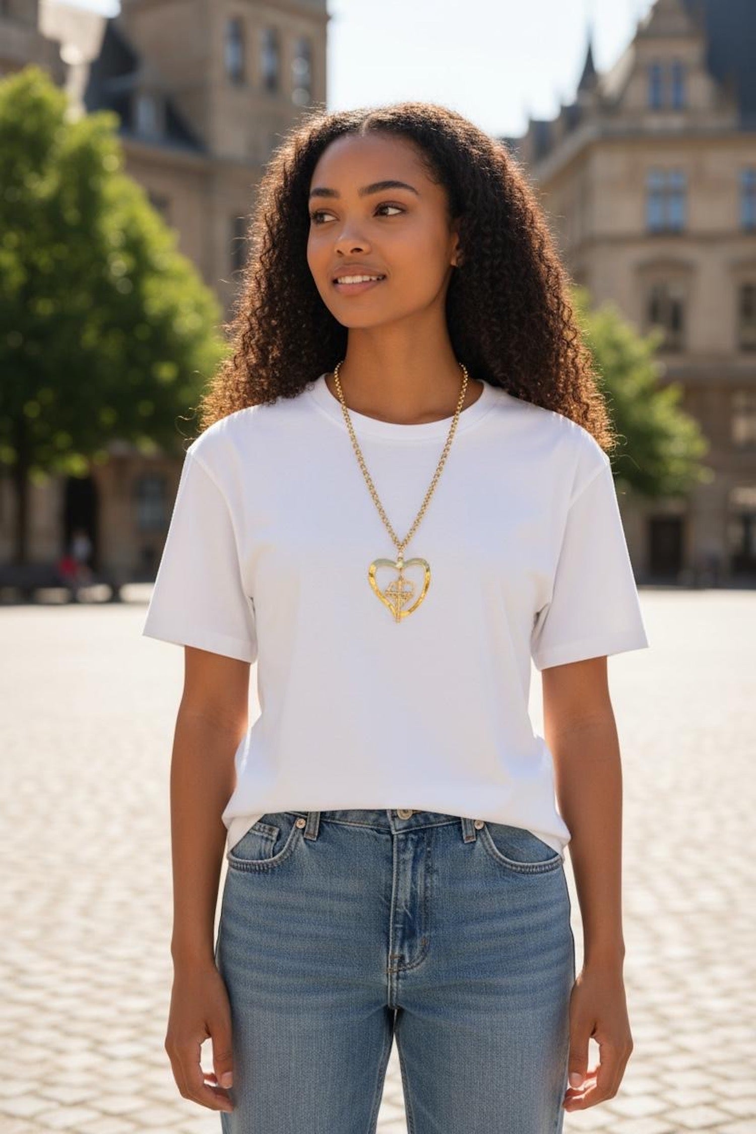 Gold Faith And Love Pendant Necklace