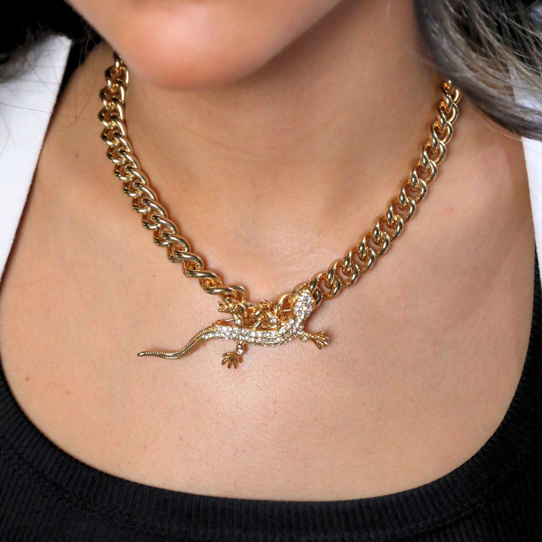 Crystal Lizard Necklace