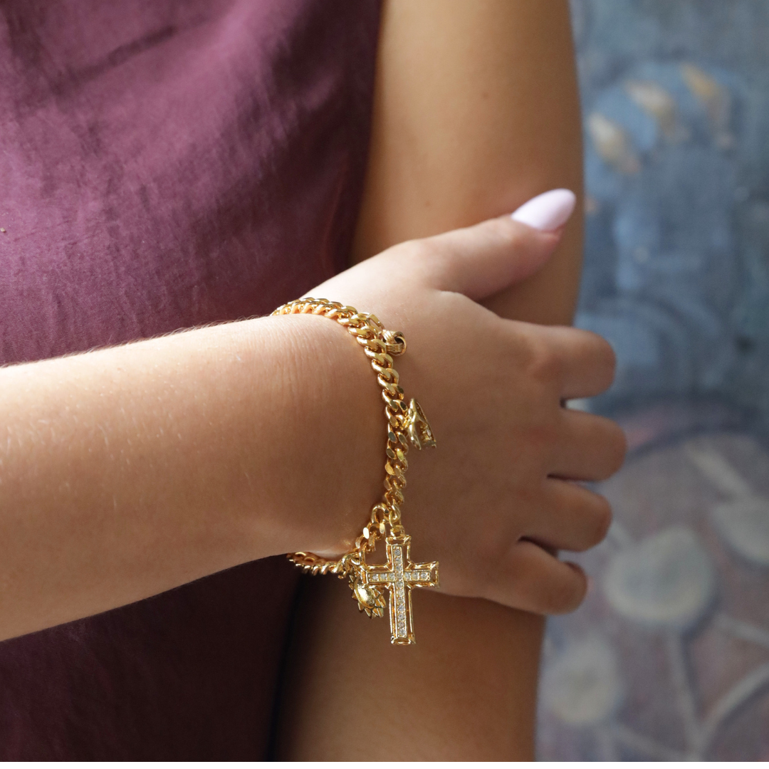 Crystal Cross Charm Bracelet