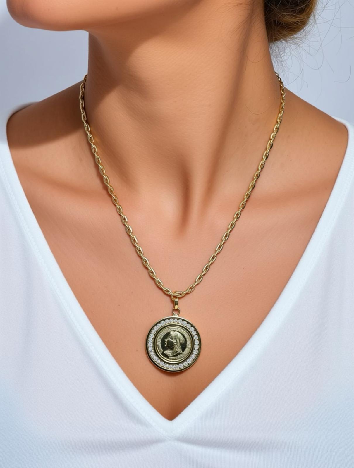 Crystal Halo Coin Necklace